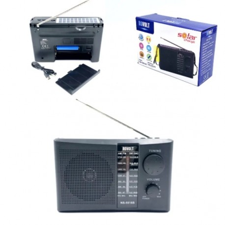 Radio portabil cu stick, bluetooth, panou solar.